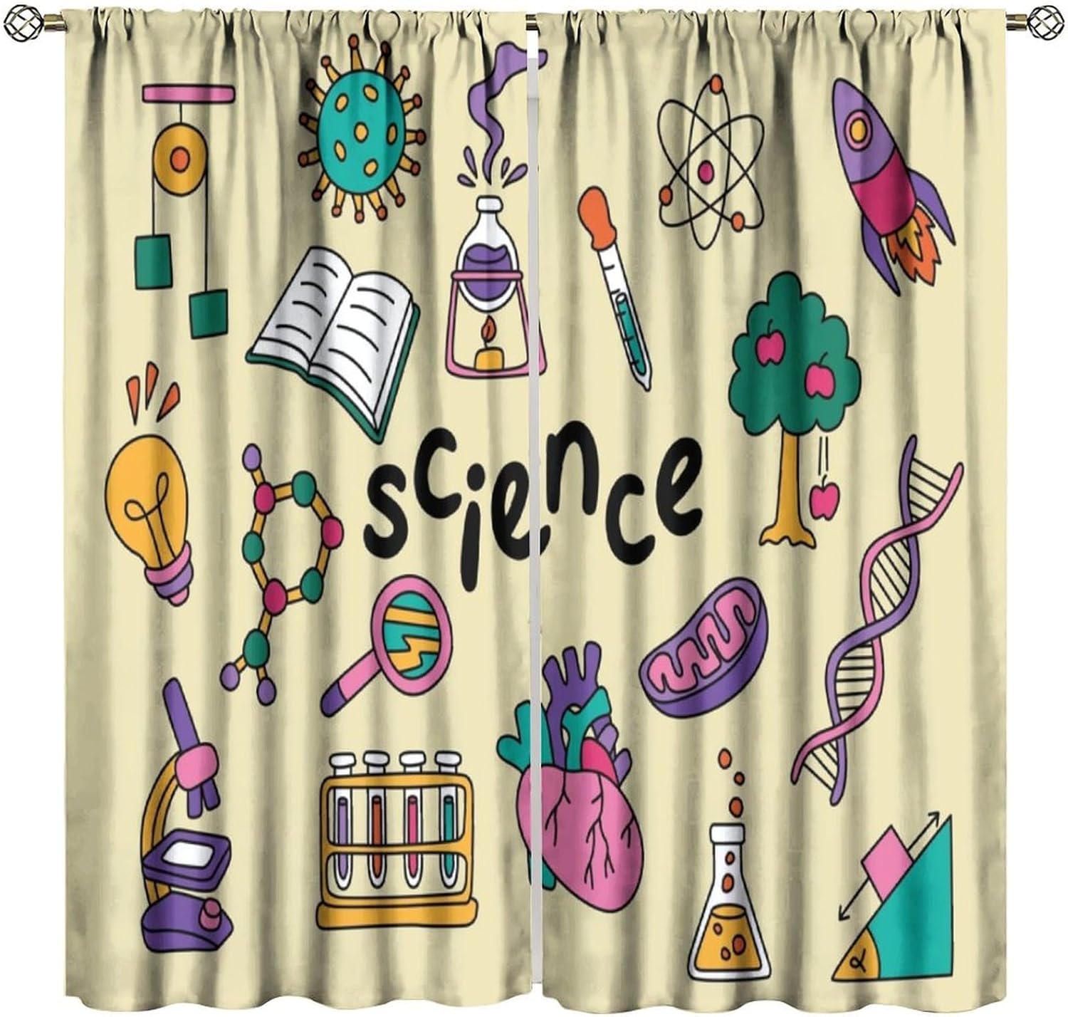 Science Theme Curtains 2pcs Ed - Science Nursery 评论和价格