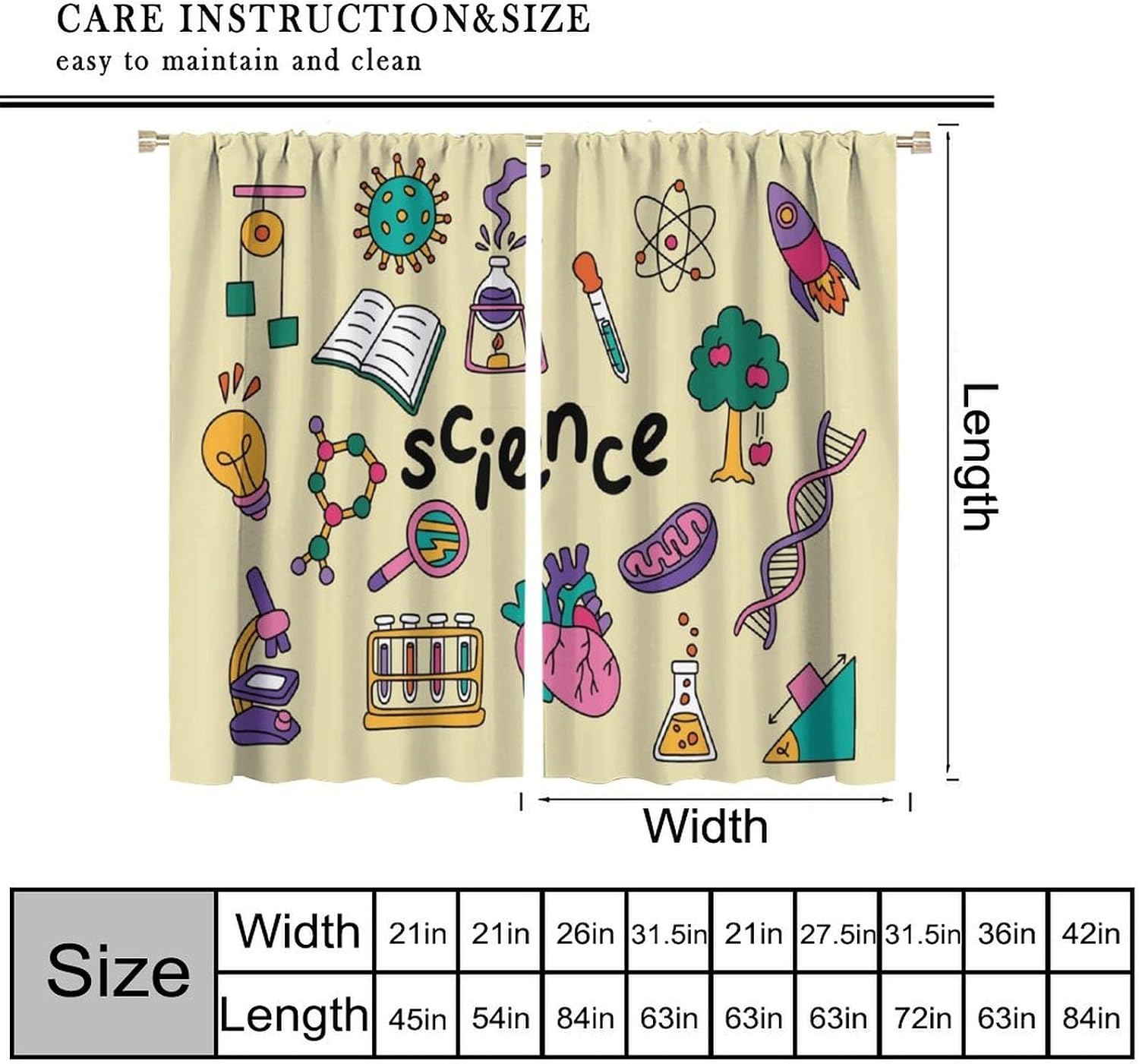 Science Theme Curtains 2pcs Ed - Science Nursery 评论和价格