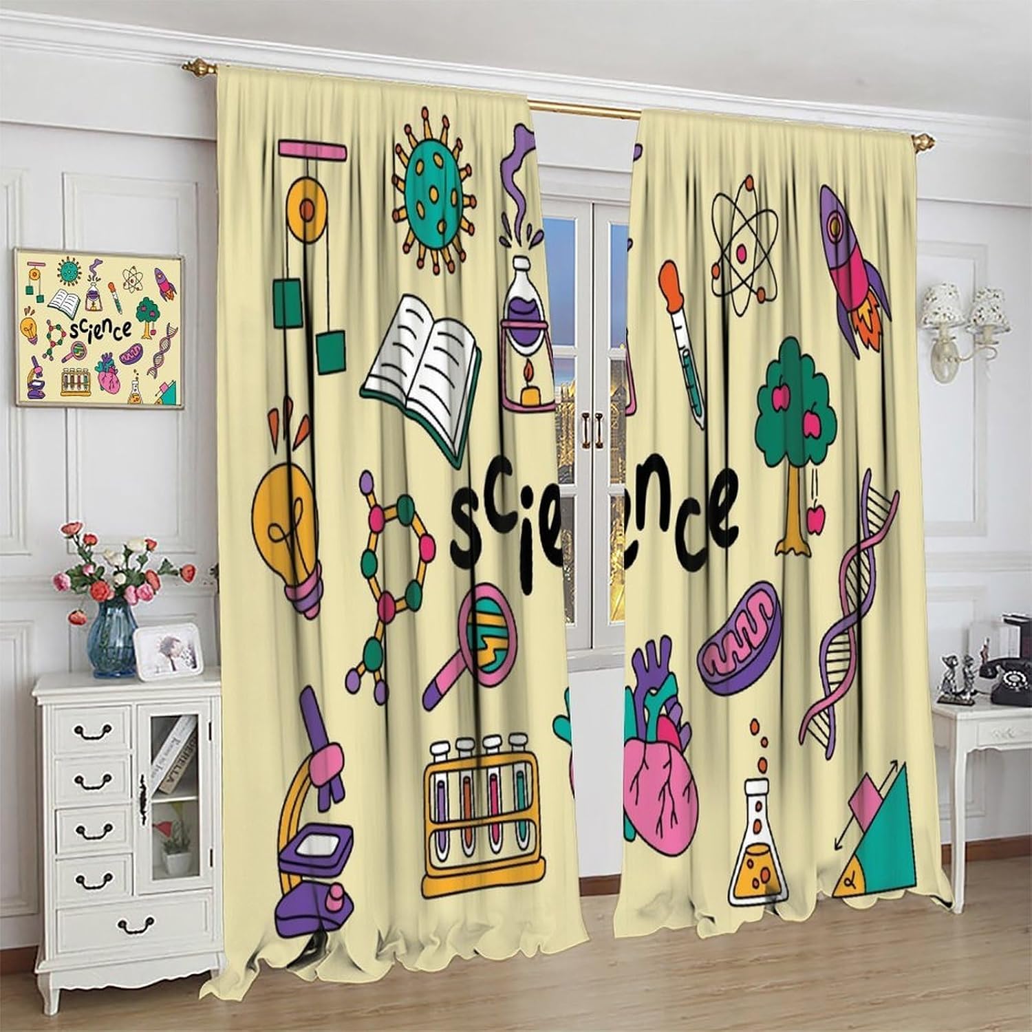 Science Theme Curtains 2pcs Ed - Science Nursery 评论和价格