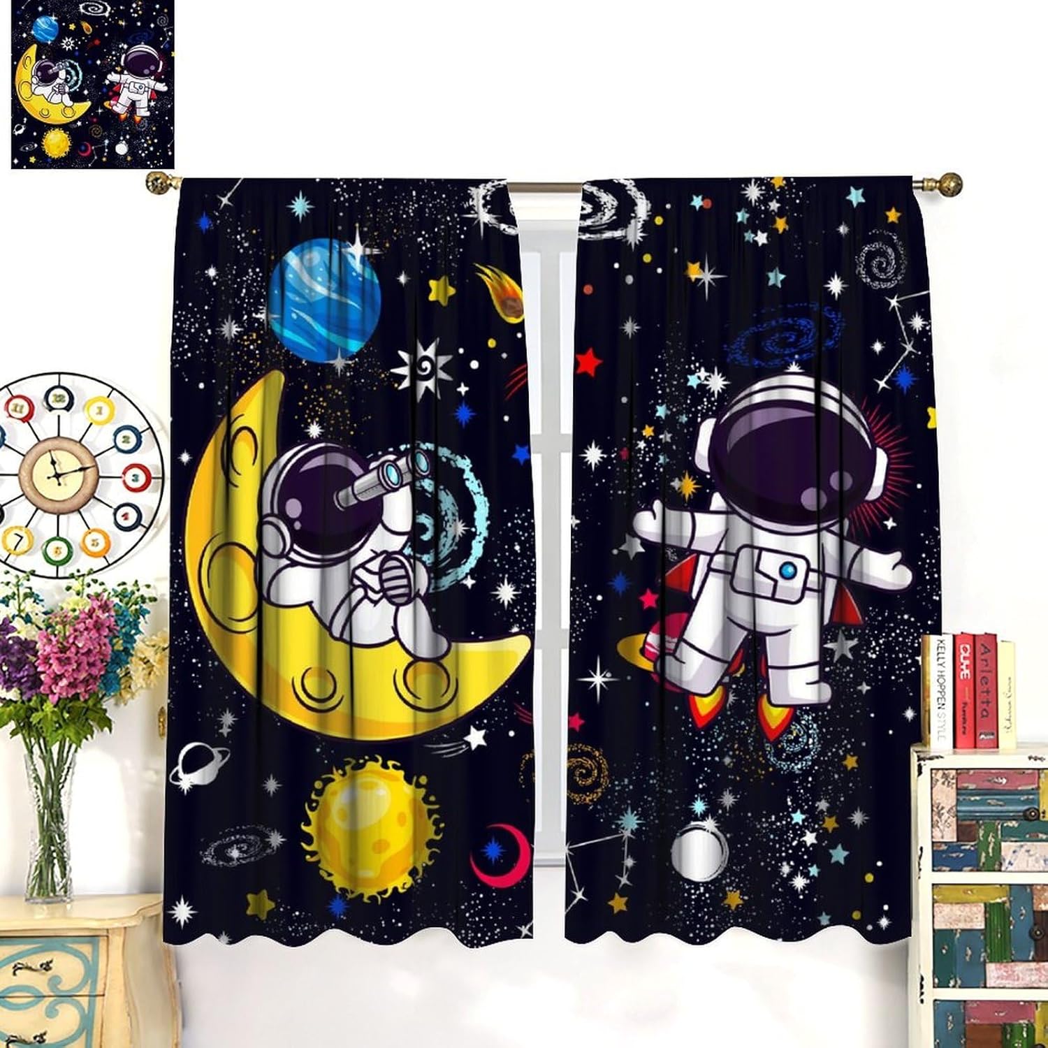 Galaxy Science Curtain Decorat - Science Nursery 评论和价格
