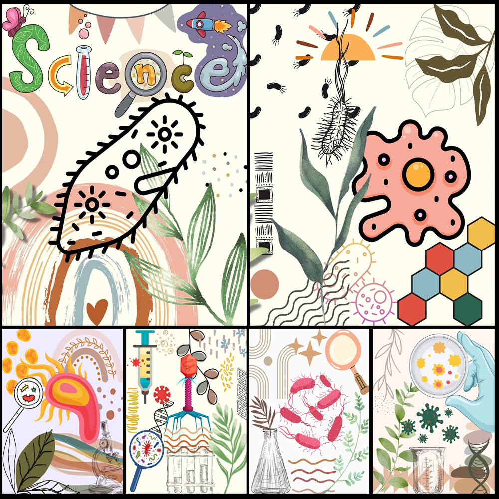 Cartoon Microbiology Watercolo - Science Nursery 评论和价格