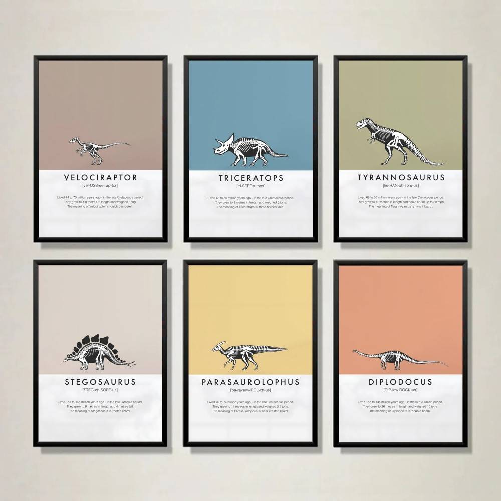 Dinosaur Skeleton Poster Dino  - Science Nursery 评论和价格